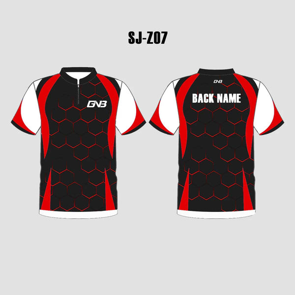 SJZ07 Black Red Hexagon Custom Cool Competitive Shooting Jerseys