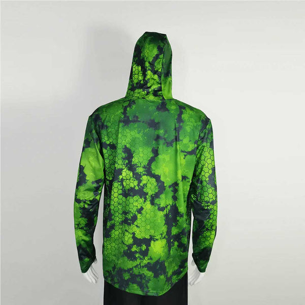 FHX04 Abstract Green Camouflage Custom Performance Fishing Hoodies
