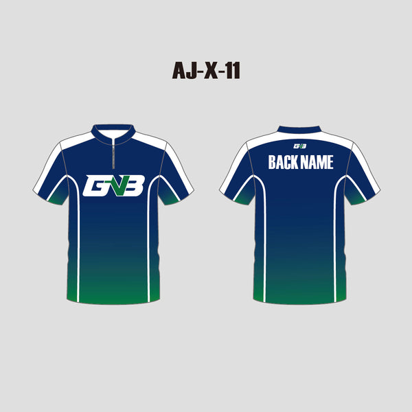 AJX11 Navy Gradient Green Custom Archery Bowhunting Jerseys