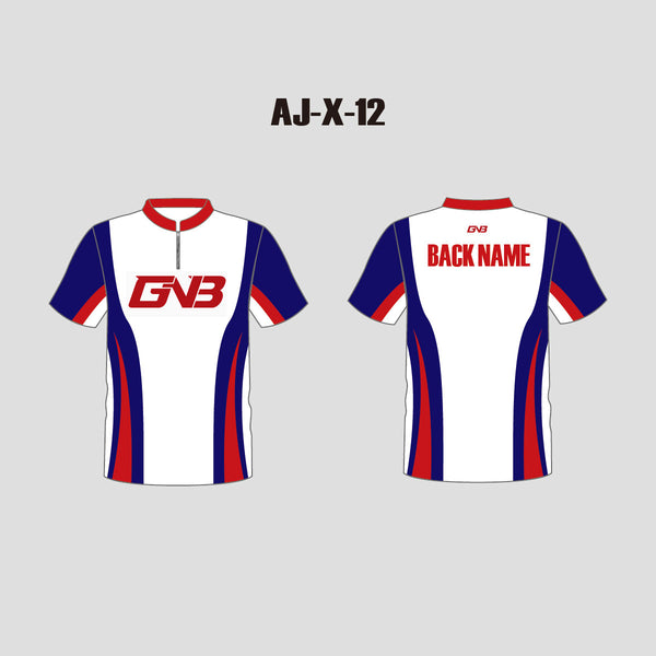 AJX12 White Blue Red Custom Sublimated Archery Team Jerseys