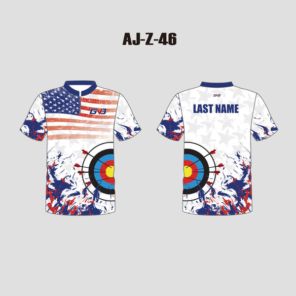 AJZ46 USA Flag Target Graphic Custom Archery Shooter Jerseys