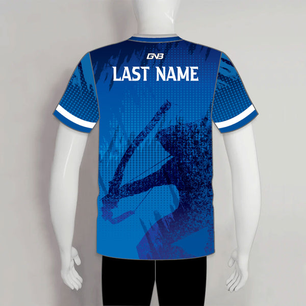 AJZ41 Archer Silhouette Blue Custom Archery Shooter Jerseys