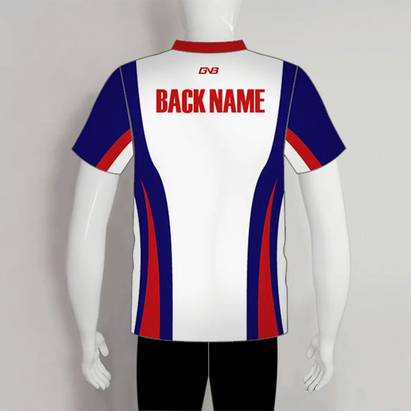 AJX12 White Blue Red Custom Sublimated Archery Team Jerseys
