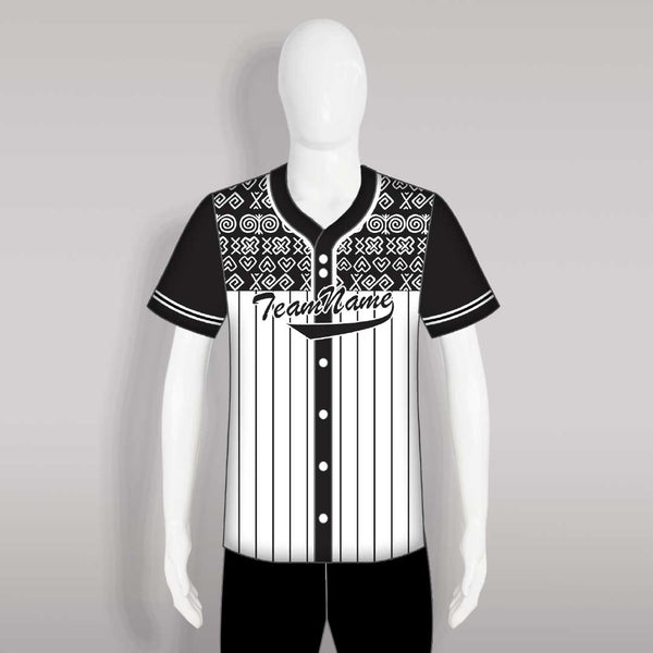 C12 Black Stripe White Button Down Custom Baseball Jerseys