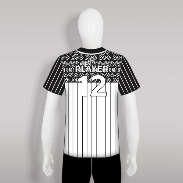 C12 Black Stripe White Button Down Custom Baseball Jerseys