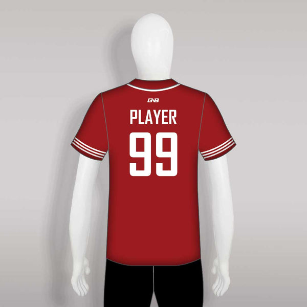 C21 Sublimated Plain Red Full Button Custom Baseball Jerseys