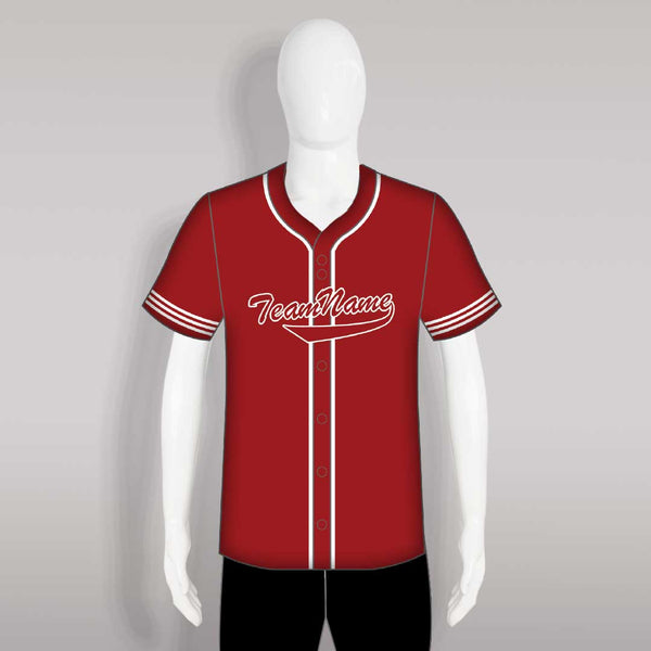 C21 Sublimated Plain Red Full Button Custom Baseball Jerseys