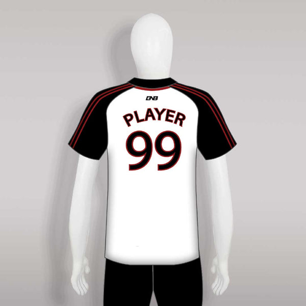 C27 White and Black Full Button Raglan Custom Baseball Jerseys