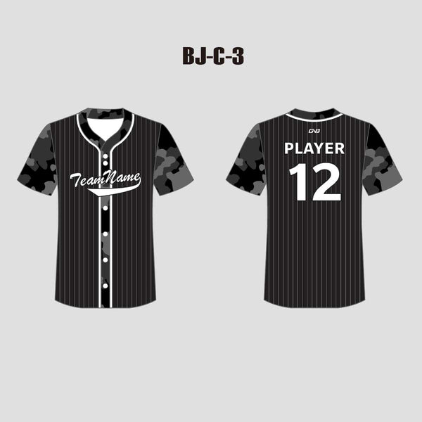 C3 Stripe Camo Sublimated Custom Full Button Baseball Jerseys