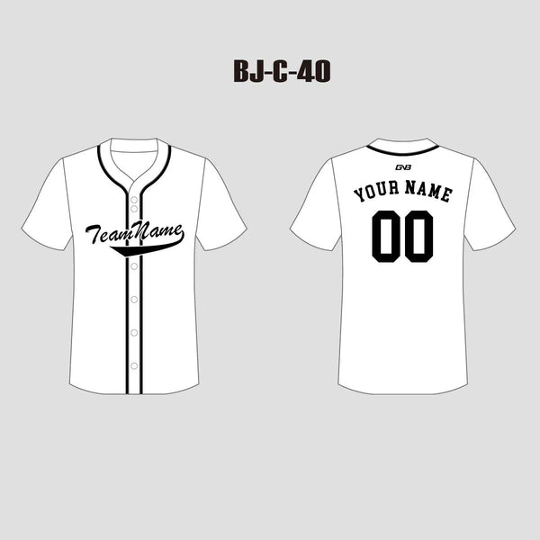 C40 Unisex Full Button Plain White Custom Baseball Jerseys
