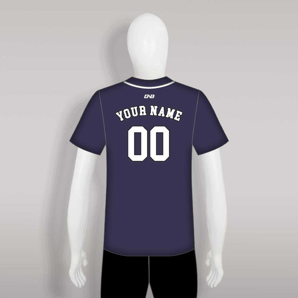 C42 Unisex Full Button Plain Navy Custom Baseball Jerseys