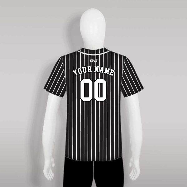 C47 Unisex Button Down Plain Black Stripe Custom Baseball Jerseys