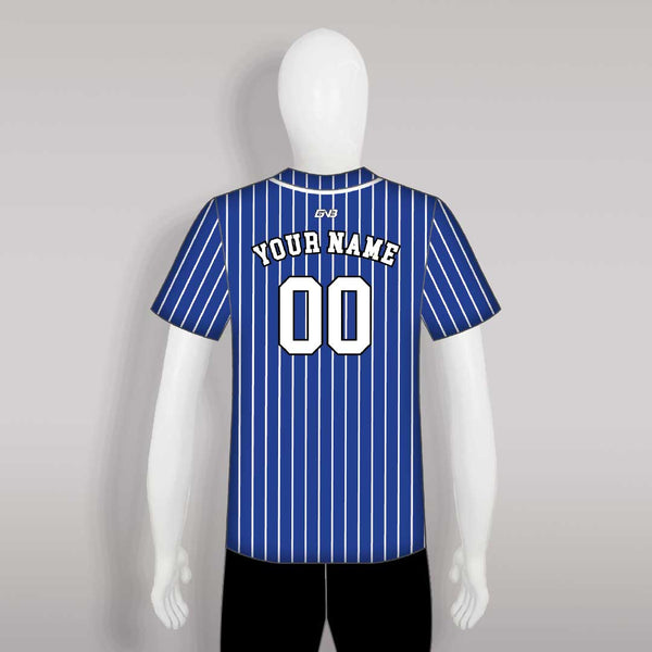 C49 Unisex Button Down Plain Blue Stripe Custom Baseball Jerseys