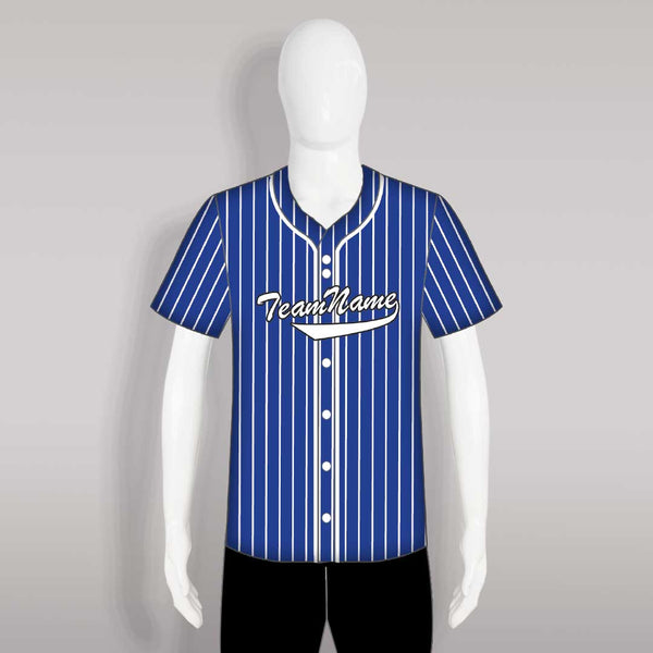 C49 Unisex Button Down Plain Blue Stripe Custom Baseball Jerseys