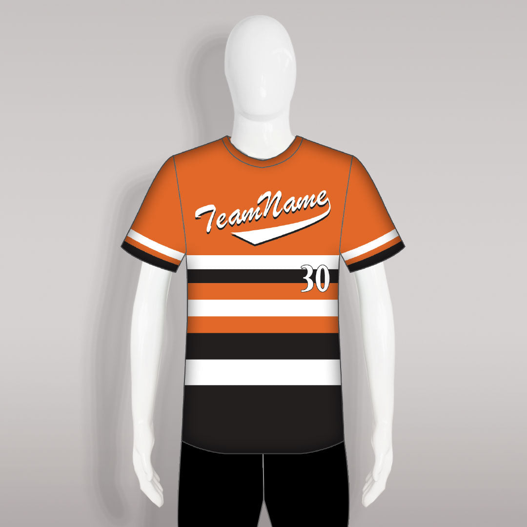 Orange Black White Custom Mesh Baseball Jerseys Crew Neck | GNBSpor