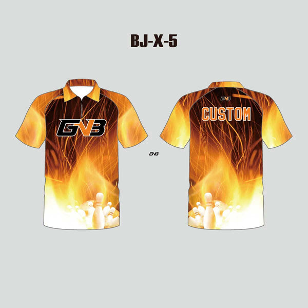 BJX5 Burning Flame Sublimated Custom Cool Blank Bowling Jerseys