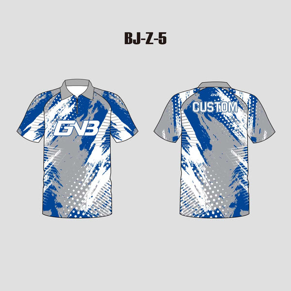 BJZ5 Grey Blue Abstract Cool Sublimated Custom Bowling Jerseys