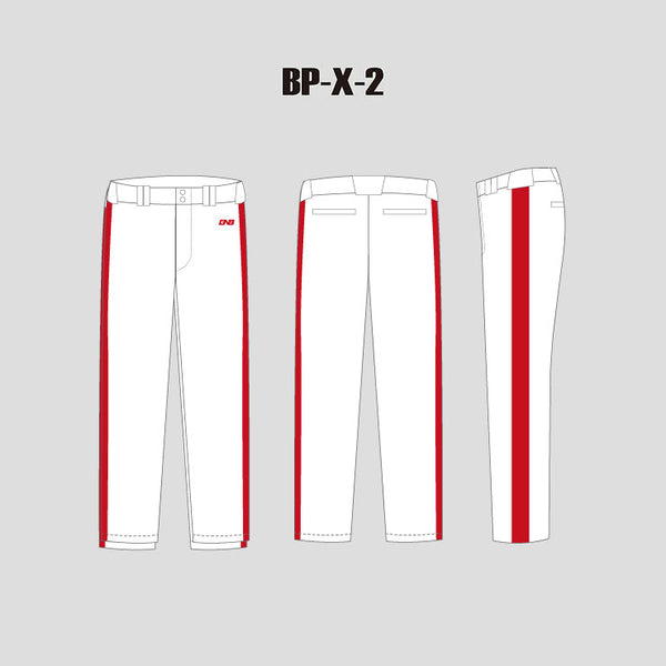 BPX2 Red Stripes White Custom Sublimated Blank Baseball Pants