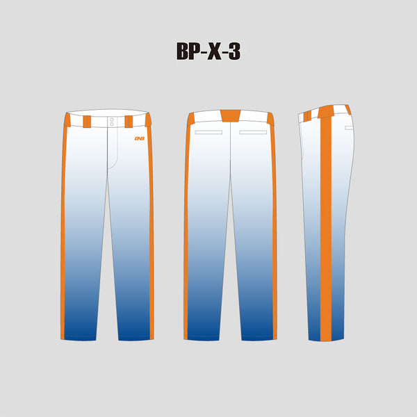 BPX3 White Gradient Blue Custom Sublimated Blank Baseball Pants