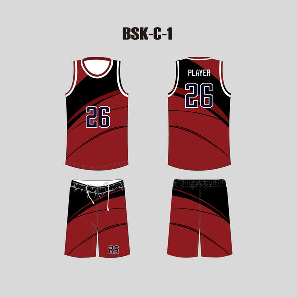 BSKC1 Sublimated Custom Mens Basketball Jerseys and Shorts