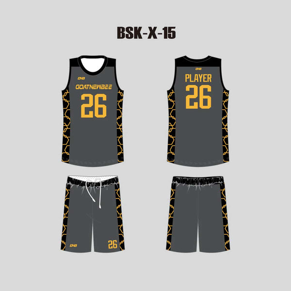 BSKX15 Dark Gray Custom College Basketball Uniforms