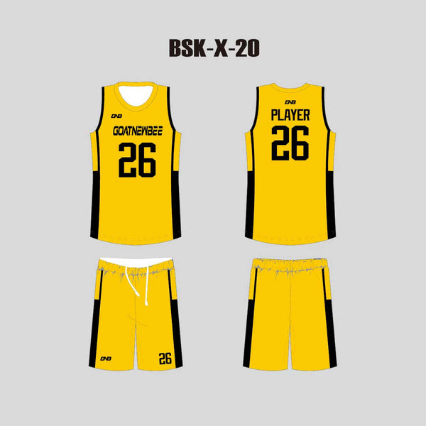 BSKX20 Gold Black Sublimated Personalized Basketball Jerseys and Shorts