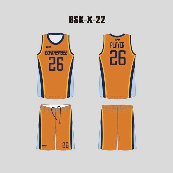 BSKX22 Orange Blue Custom Sublimation Basketball Jerseys and Shorts