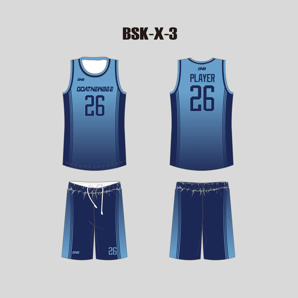 BSKX3 Gradient Stripe Blue Personalized Basketball Uniforms