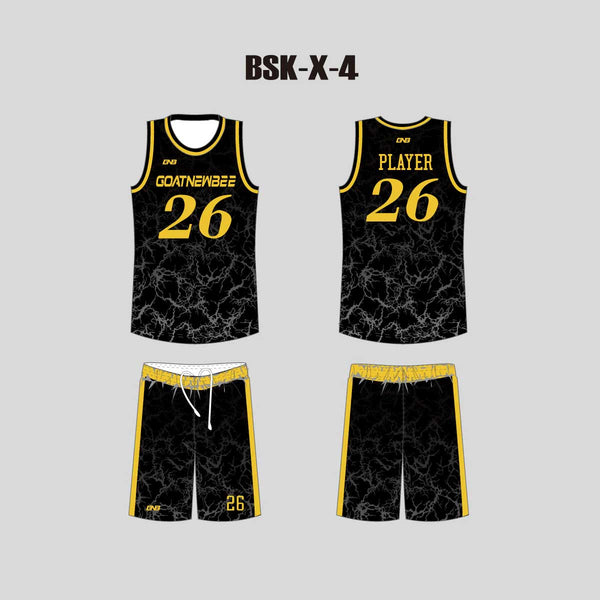 BSKX4 Black Crack Personalized Basketball Jerseys and Shorts