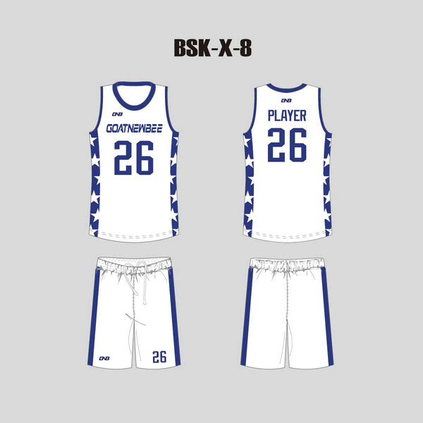 BSKX8 White Custom Boys Basketball Uniforms