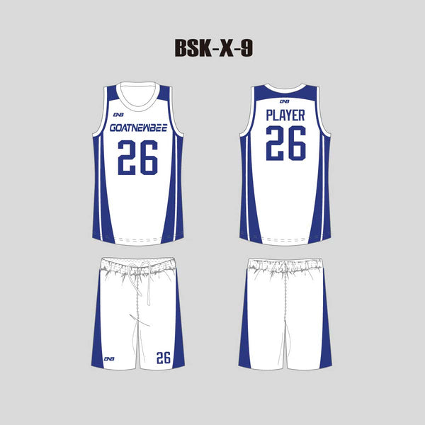 BSKX9 Plain White Custom Girls Basketball Uniforms