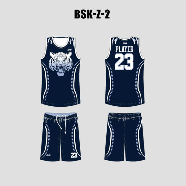 BSKZ2 Angry Tiger Navy Custom Adult & Youth Basketball Uniforms