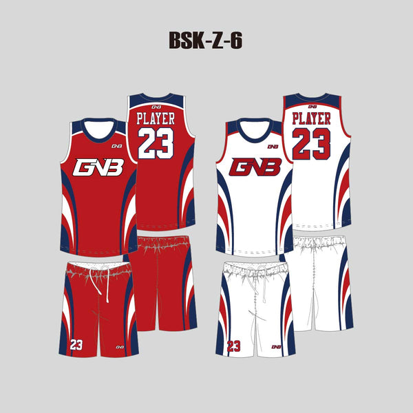 BSKZ6 Red White Navy Custom Blank Reversible Basketball Jerseys