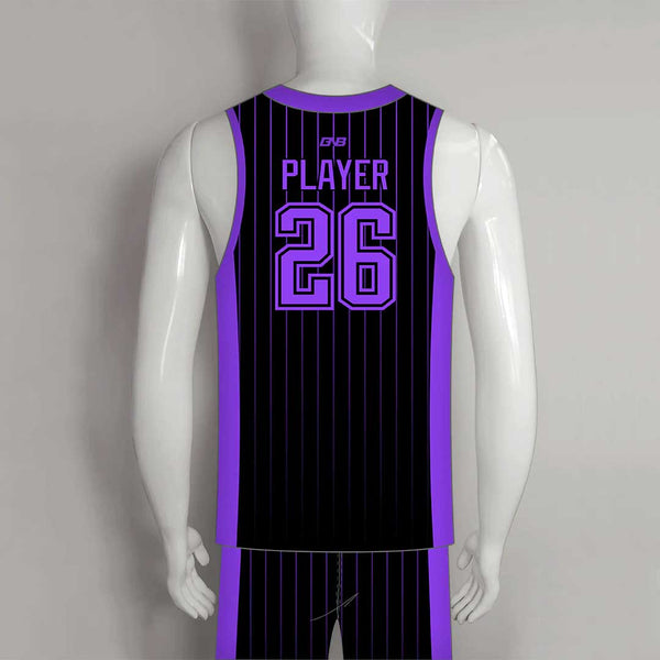 BSKX12 Purple Pinstripe Custom Plain Basketball Jerseys and Shorts