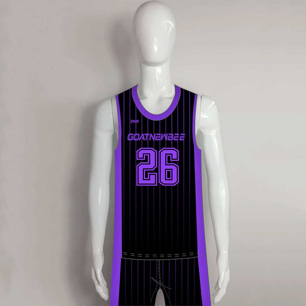 BSKX12 Purple Pinstripe Custom Plain Basketball Jerseys and Shorts