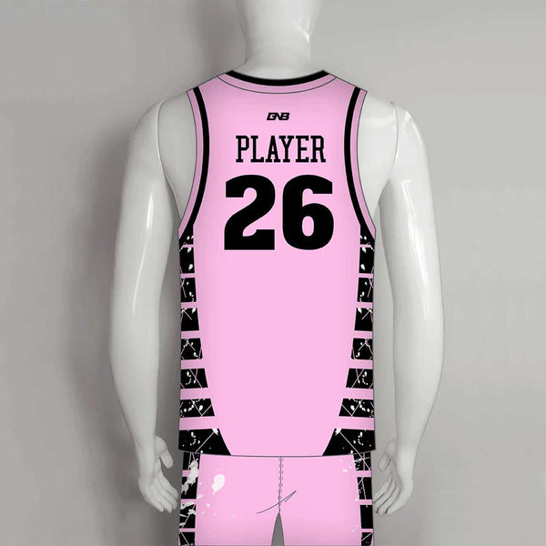 BSKX25 Pink Black Sublimated Custom Team Basketball Jerseys Shorts