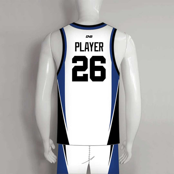 BSKX27 White Blue Black Custom Basketball Uniform Packages