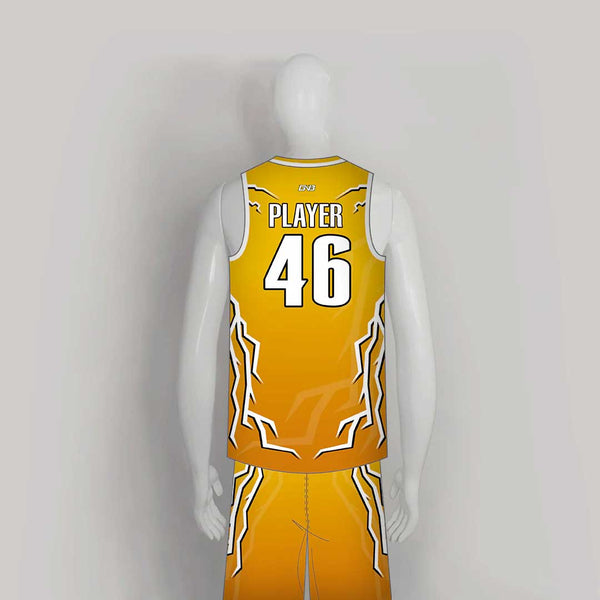 BSKX29 Lightning Gold Sublimated Custom Cool Basketball Jerseys Shorts