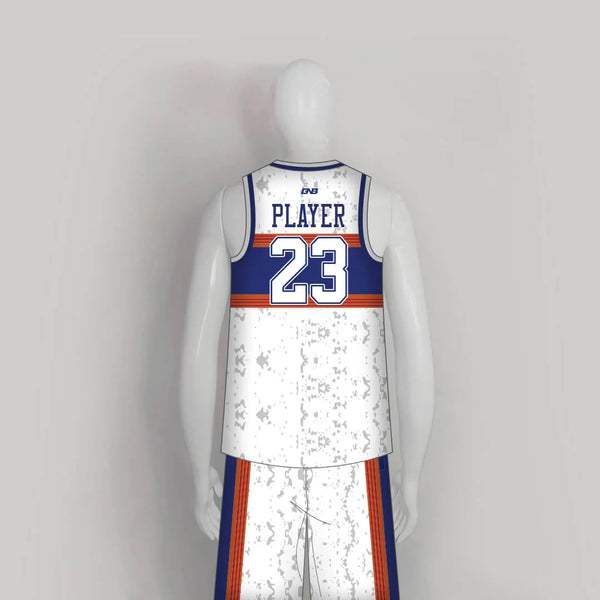 BSKZ1 Marble White Blue Orange Custom Basketball Jerseys and Shorts