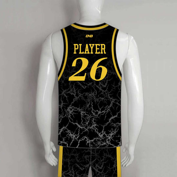 BSKX4 Black Crack Personalized Basketball Jerseys and Shorts