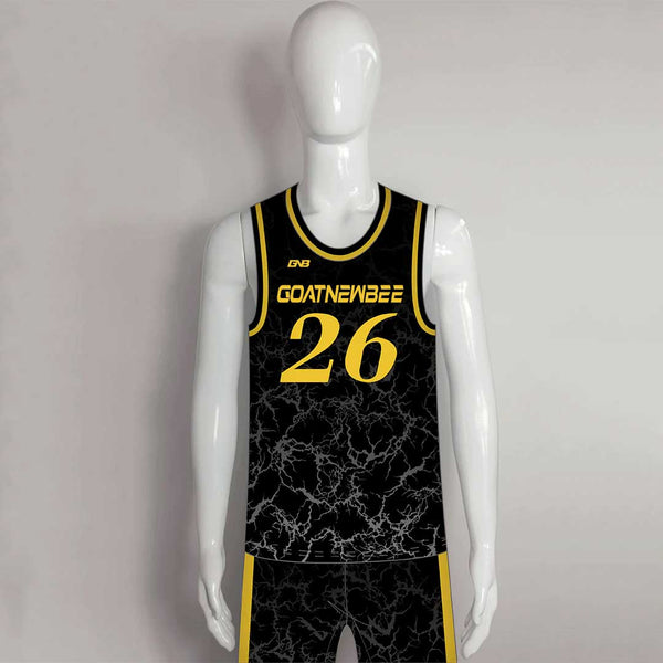 BSKX4 Black Crack Personalized Basketball Jerseys and Shorts