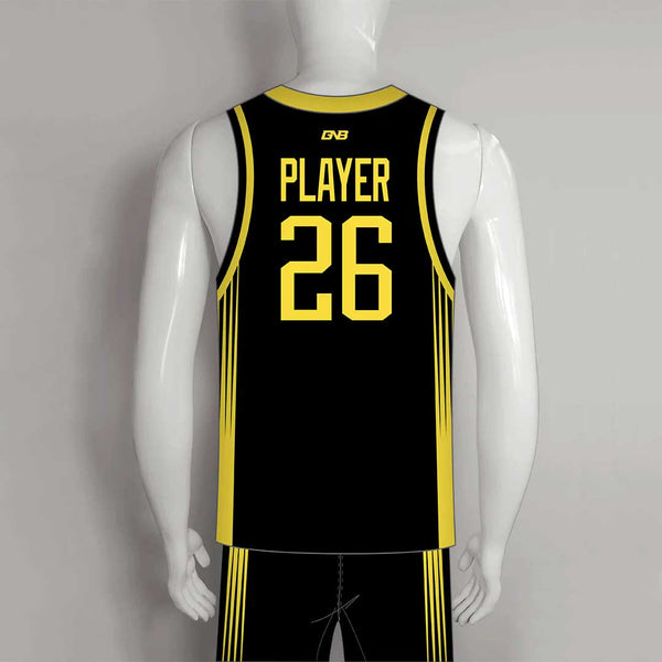 BSKX7 Yellow Sublimated Plain Custom Kids Basketball Uniforms