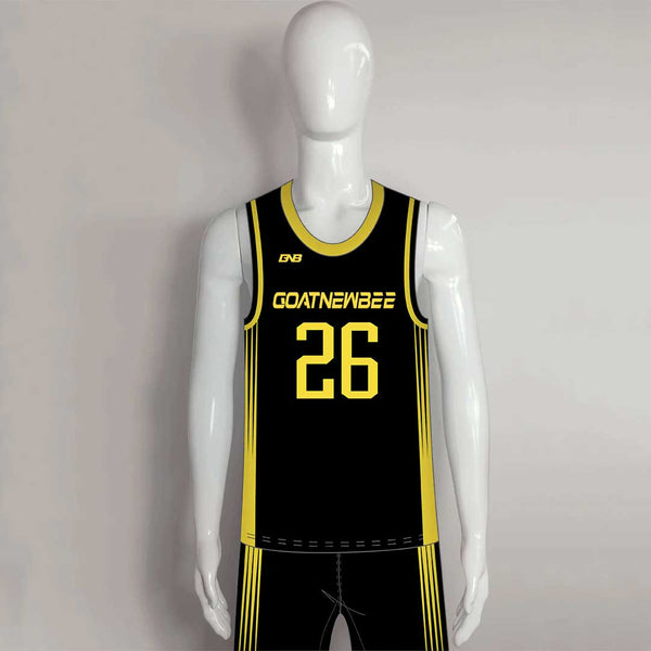 BSKX7 Yellow Sublimated Plain Custom Kids Basketball Uniforms