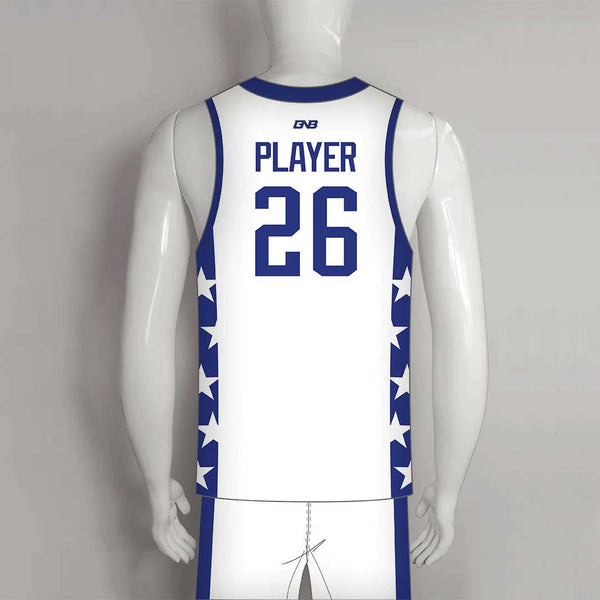 BSKX8 White Custom Boys Basketball Uniforms