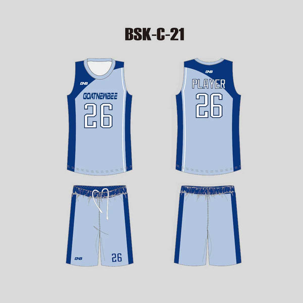 BSKX21 Blue Sublimated Custom Made Basketball Jerseys and Shorts