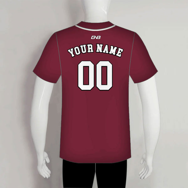 C43 Unisex Full Button Plain Maroon Custom Baseball Jerseys