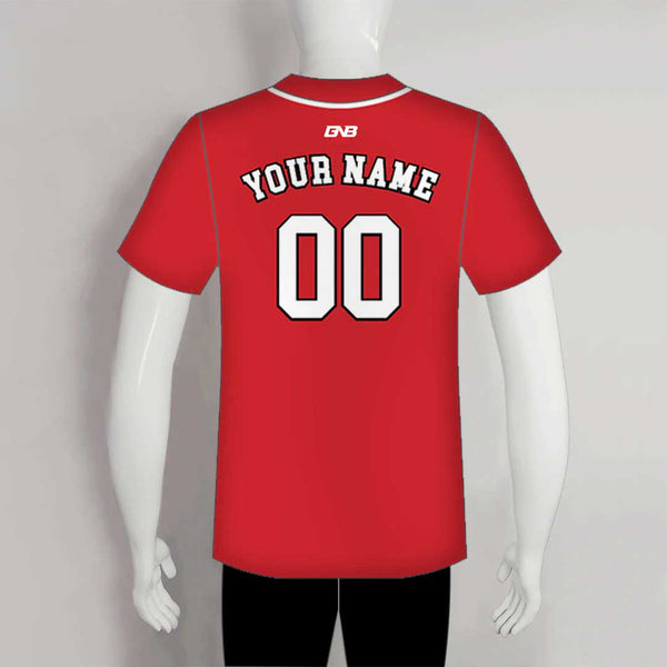 C44 Unisex Full Button Plain Red Custom Baseball Jerseys