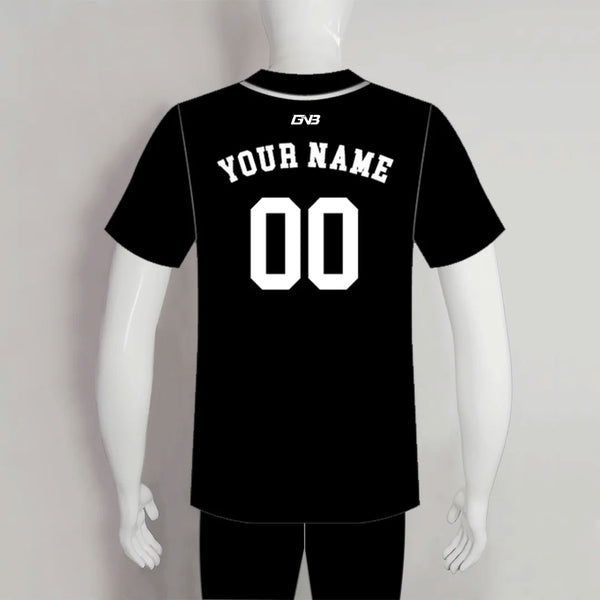 C46 Unisex Full Button Plain Black Custom Baseball Jerseys