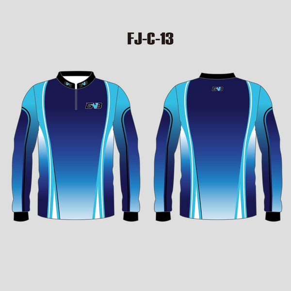 FJC13 Blue Gradient Custom Sublimated Fishing Jerseys 1/4 Zip