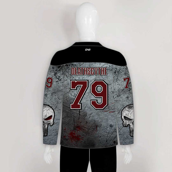 HJC153 Destroyed Punisher Skull Sublimated Custom Hockey Jerseys
